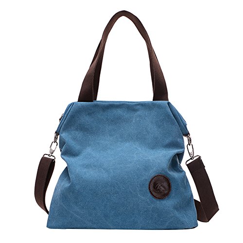 PB-SOAR Damen Canvas Tasche Schultertasche Handtasche Umhängetasche Shopper Beuteltasche 41x36x10cm (B x H x T), 5 Farben auswählbar (Blau) von PB-SOAR