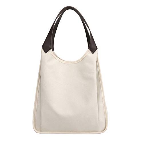 PB-SOAR Damen Mädchen Modern Canvas Shopper Schultertasche Handtasche Kleine Tasche Henkeltasche Hobo Bag Alltagstasche Beuteltasche (Weiß) von PB-SOAR