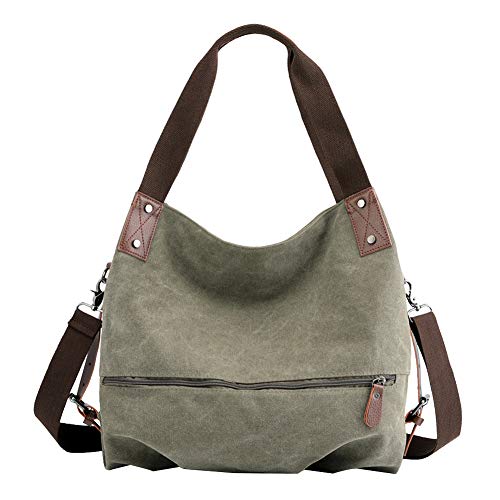 PB-SOAR Damen Modern Canvas Schultertasche Umhängetasche Shopper Handtasche Henkeltasche Hobo Bag Beuteltasche (Armeegrün) von PB-SOAR