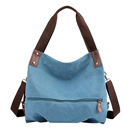 PB-SOAR Damen Modern Canvas Schultertasche Umhängetasche Shopper Handtasche Henkeltasche Hobo Bag Beuteltasche (Blau) von PB-SOAR