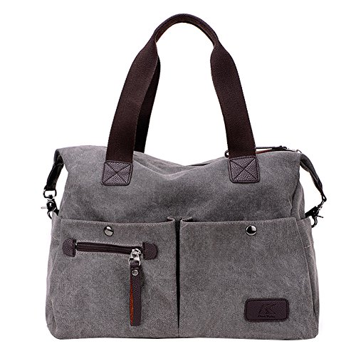 PB-SOAR Unisex Vintage Canvas Shopper Schultertasche Umhängetasche Handtasche Reisetasche (Grau) von PB-SOAR