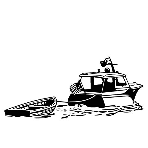 PBHYDK 2 Stücke Szene Schiff Fluss Welle Seil Boot Segel Verbinden Aufkleber Auto Aufkleber Schwarz 18,8 cm * 8,4 cm Laptop Koffer LKW Zubehör Auto Aufkleber von PBHYDK