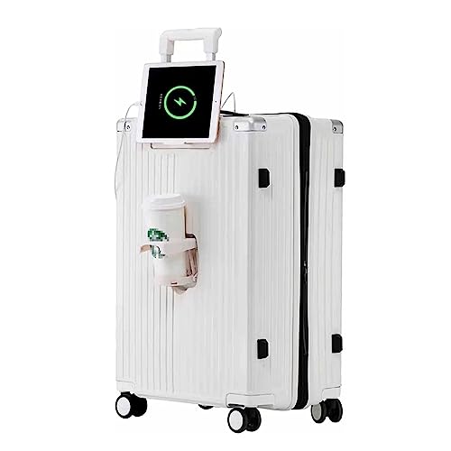 PDFFORWS Tragbarer Koffer, erweiterbare Handgepäck-Koffer mit Rollen, USB-Anschluss und Getränkehalter-Design, TSA-Zollschloss-Gepäck von PDFFORWS