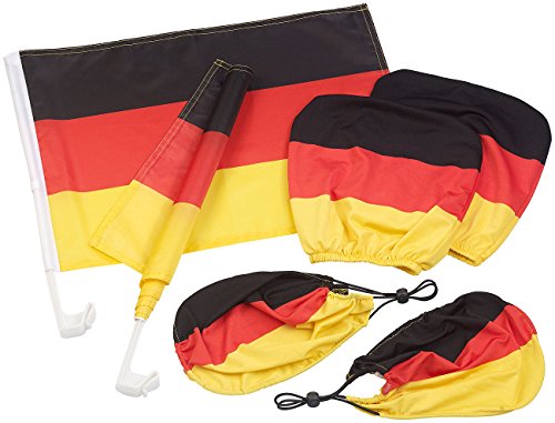 PEARL Fanartikel: 6-teiliges Sport-Fan-Set Deutschland zur Kfz-Dekoration (Fanpakete Deutschland, Fußball-Artikel, Länderflagge) von PEARL