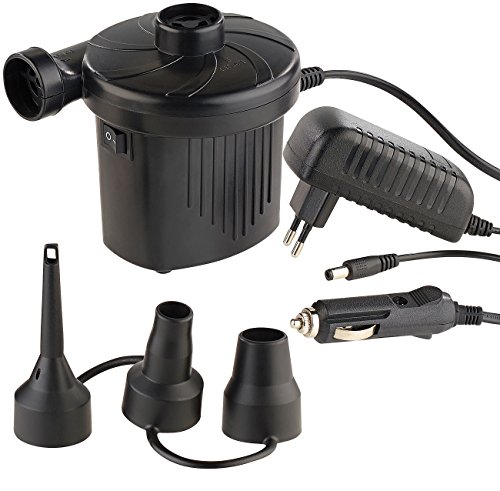PEARL 12V Luftpumpe: Elektrische Luftpumpe mit 3 Aufsätzen, für 12 & 230 V, 50 Watt (Elektrische Luftpumpe 12V, 12 Volt Luftpumpe, Adapter Zigarettenanzünder) von PEARL