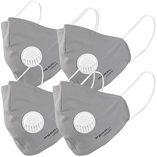 PEARL Masken: 4er-Set Mund-Nasen-Stoffmasken mit Ventil, waschbar, Größe L (Mundnasenmasken, Mehrfach-Masken, Gesundheit) von PEARL