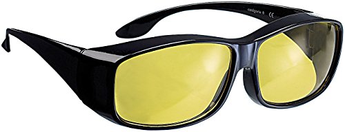 PEARL Nachtfahrbrille: Überzieh-Nachtsichtbrille Night Vision für Brillenträger (Nachtsichtbrille mit Sehstärke, Nachtfahrbrille mit Sehstärke, gegen Blendung nachts) von PEARL