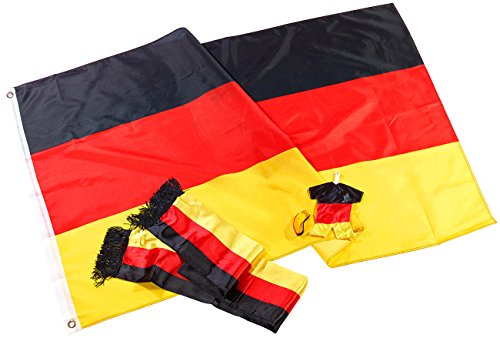 PEARL Sport-Fanartikel: Fan-Set Deutschland mit Aufbewahrungstasche, 5-teilig (WM-Fan-Artikel, Fan-Produkt, Deutschlandfahne) von PEARL