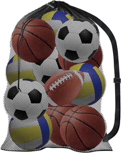 PENCK Extra große Netz-Sportballtasche, für Fußball, Basketball, Ball, strapazierfähig, Kordelzug, verstellbarer Schultergurt, Team-Arbeitsballtasche für Volleyball, Baseball, Fußball, von PENCK