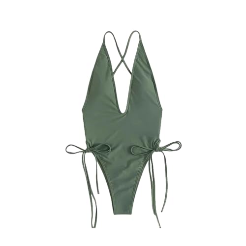 PENGXUAN Badeanzug Damen Badeanzug Frau Badebekleidung Für Frauen Solid Push Up Women 'Badeanzug Strandbekleidung Frau Bodyuit-grün-s von PENGXUAN