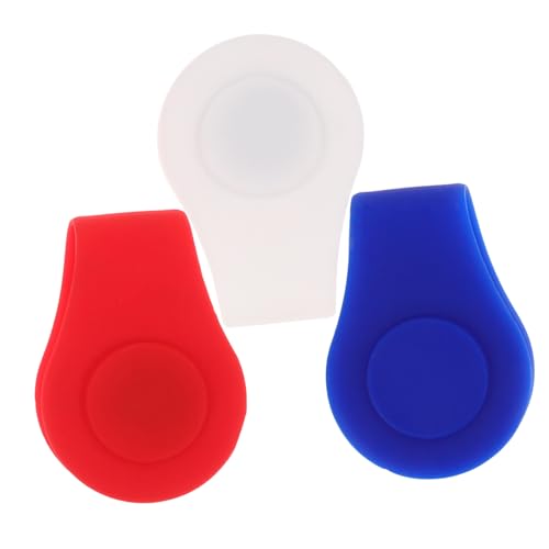 PEPLAYTAL 3 Stück Magnetischer Silikon Golf Hat Clip mit Ball Marker in Weiß Rot Blau Langlebiger Dekorativer Mützenschmuck Einfach zu Öffnen für Golfer Praktisches Zubehör von PEPLAYTAL