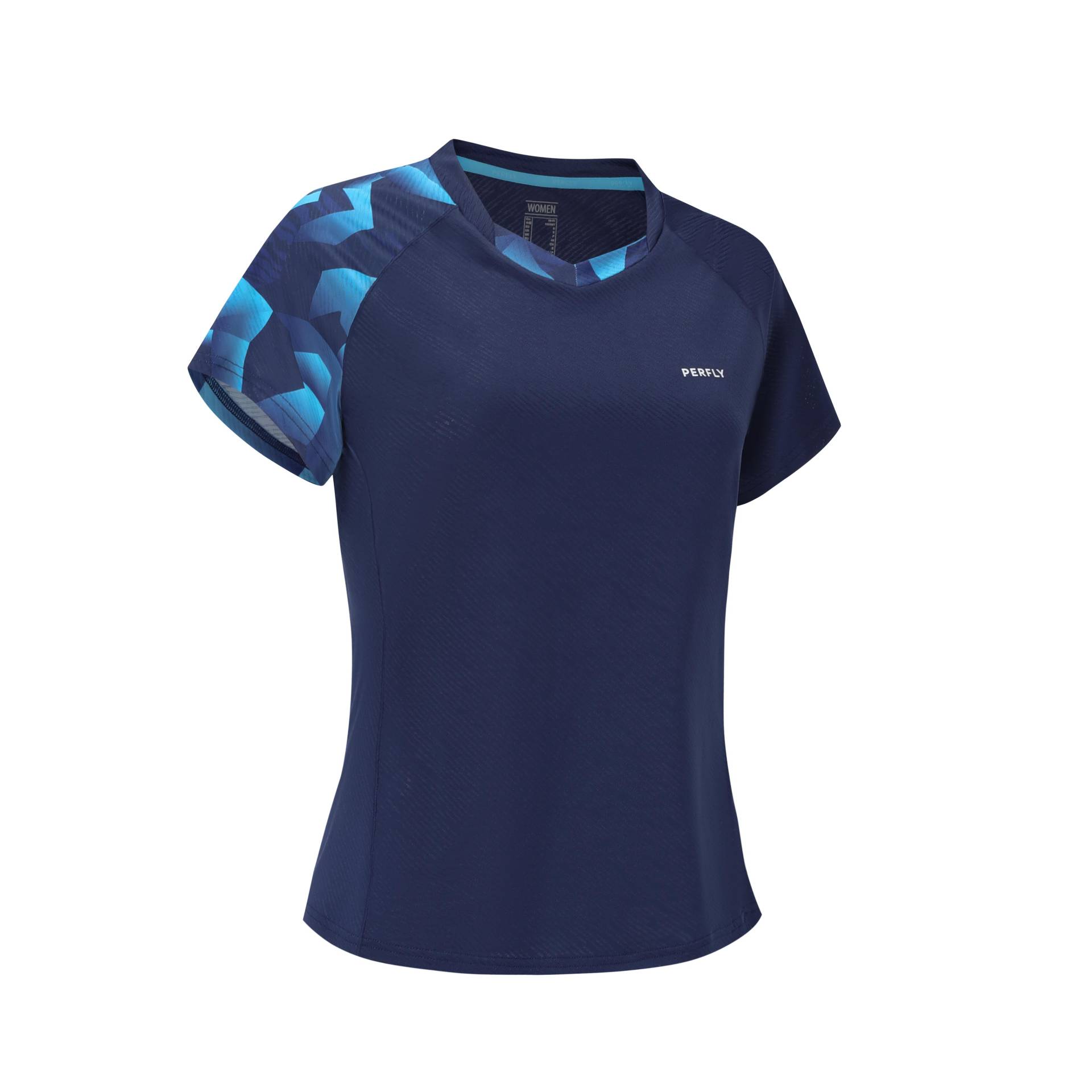 Damen Badminton T-Shirt - 560 navy/aqua von PERFLY