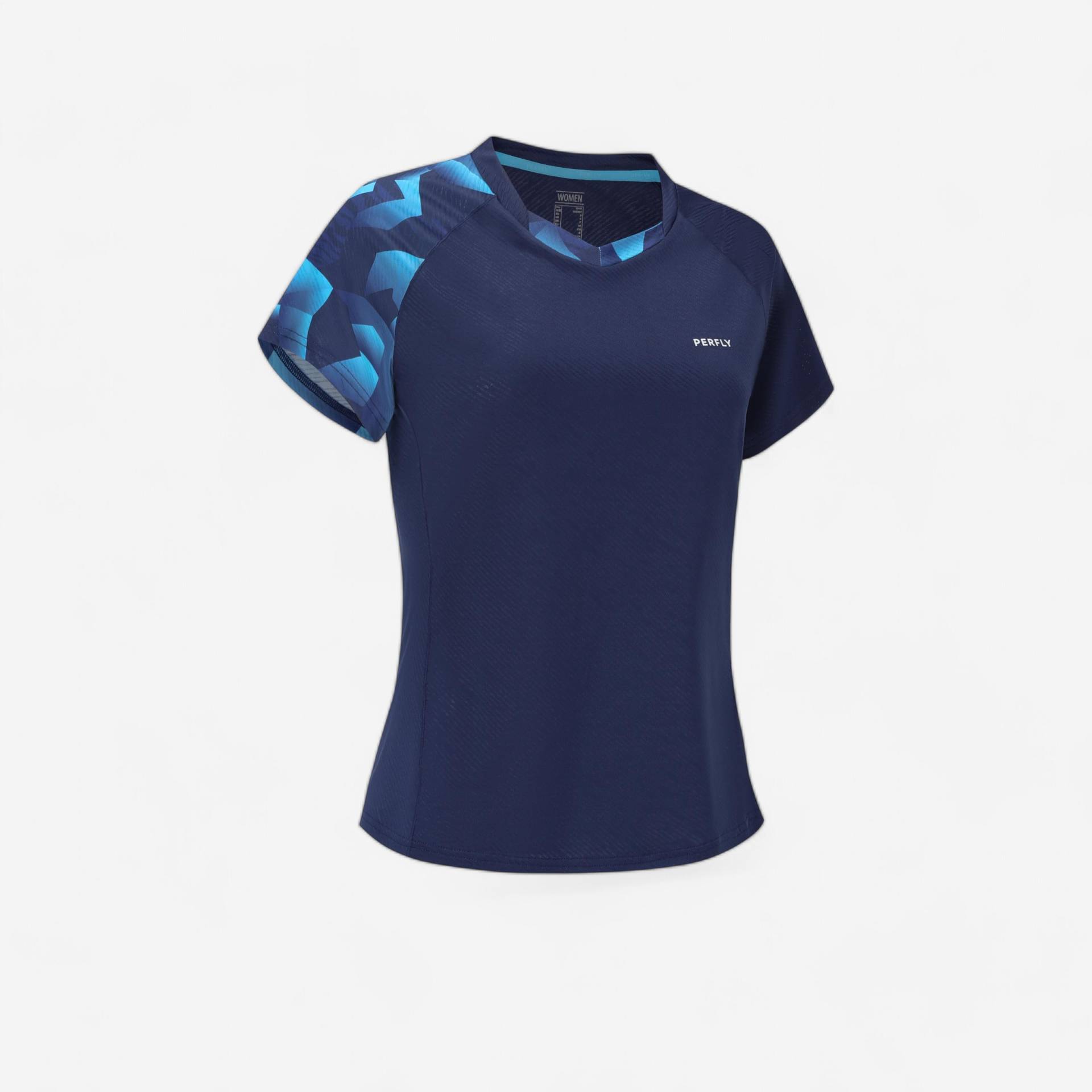 Damen Badminton T-Shirt - 560 navy/aqua von PERFLY