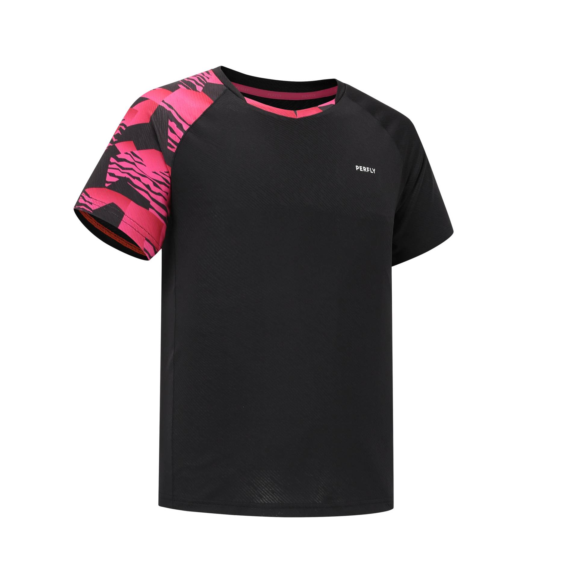 Herren Badminton T-Shirt - 560 Lite schwarz/neon magenta von PERFLY
