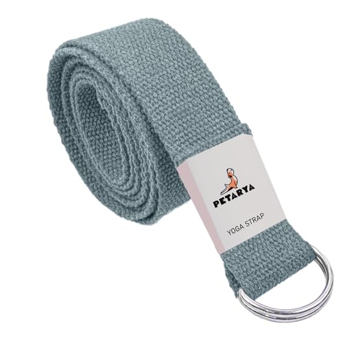 PETARYA Praktischer Yoga-Gurt, Yoga-Zubehör für Dehnung und Fitness, Yoga-Gurt mit Metall-Schiebeschnalle, gut für Anfänger und Fortgeschrittene, 180 cm, Grau von PETARYA