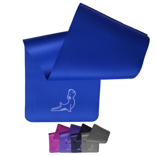 PETARYA Yoga Matte Premium 10 mm - Besonders Flexible Geruchsneutrale Komfort, Umweltfreundliche Produktion Streifendesign, Natural Rubber Anti-Slip, Comfort Series Gymnastikmatte, Blau von PETARYA