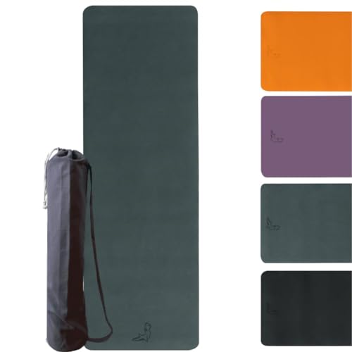 PETARYA Yoga Matte Premium 4.1 mm - Besonders Flexible Geruchsneutrale Komfort, Umweltfreundliche Produktion Streifendesign, Natural Rubber Anti-Slip, Refresh Series Gymnastikmatte, Hellgrau von PETARYA