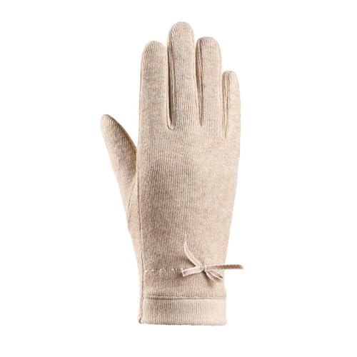 PETOLY Handschuhe Fäustlinge Warm Knit Gloves Ski Damen-Handschuhe Aus Deutschem Samt, Stretch, Dünn, Gestrickt, Warm, Luoshu-Baumwolle, Beige, Schmetterling von PETOLY