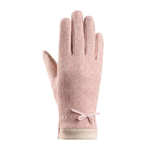 PETOLY Handschuhe Fäustlinge Warm Knit Gloves Ski Damen-Handschuhe Aus Deutschem Samt, Stretch, Dünn, Gestrickt, Warm, Luoshu-Baumwolle, Rosa Schmetterling von PETOLY