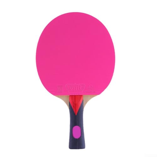 PETSTIBLE Farbe Einzeln Horizontale Tischtennisschläger Einzelner Satz Leichte 7 Ply Holz Tischtennisschläger Für Aggressives Gameplay (Pink) von PETSTIBLE
