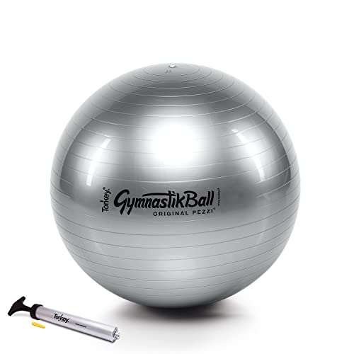 Original Pezzi Ball Standard 65cm Silber mit Pezzi Pumpe Gymnastikball Sitzball von PEZZI