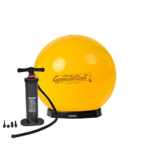 Original Pezzi® Gymnastikball STANDARD 42 cm gelb mit Pumpe & Ballschale von PEZZI