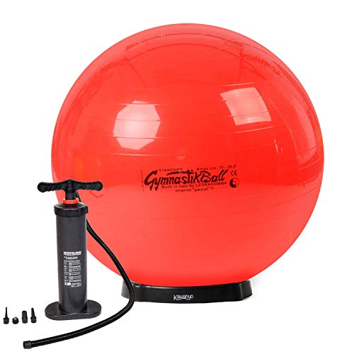 Original Pezzi® Gymnastikball STANDARD 75 cm rot mit Pumpe & Ballschale von PEZZI