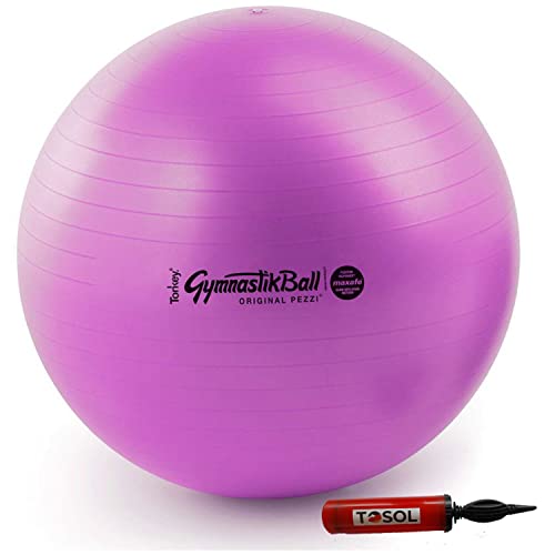 PEZZI Ball Standard 75 cm Purple Gymnastikball Sitzball inkl. TOSOL Pezziball Pumpe von PEZZI