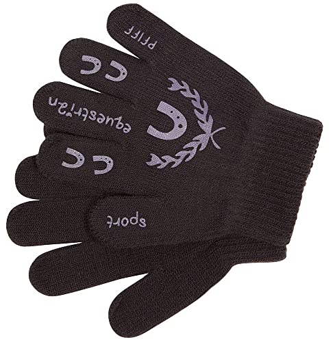 Pfiff 101583 Kinder Handschuhe mit Print, Winterhandschuhe, Universalgröße, Schwarz / Flieder von PFIFF