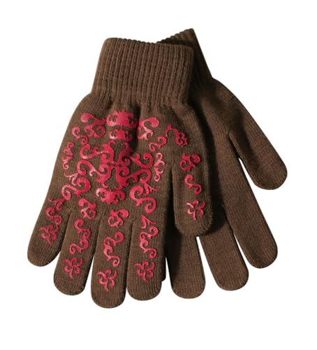 Pfiff 100969 Winter Handschuhe mit Print, Winterhandschuhe Universalgröße Unisex, Braun / Pink von PFIFF