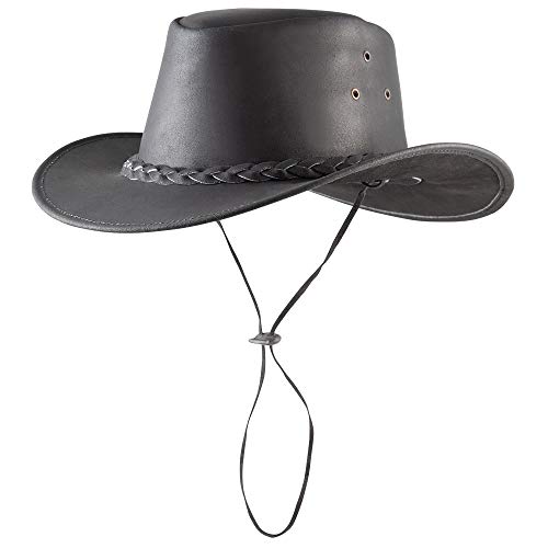 Pfiff 101004 Westernhut Utah, Rindleder, Cowboyhut, Hut Western Cowboy, Schwarz, L (60 cm) von PFIFF