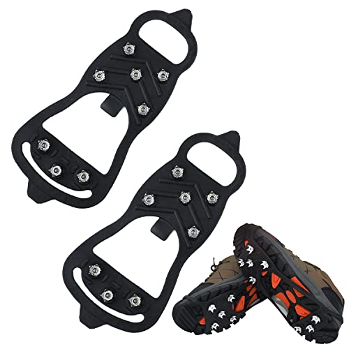 1 Paar Spitzen, rutschfeste Spitzen, Universal-Schuhüberzieher mit 8 Stahlnägeln, Bergsteigerausrüstung aus Silikon, geeignet für Schneetage. (L) von PFLYPF