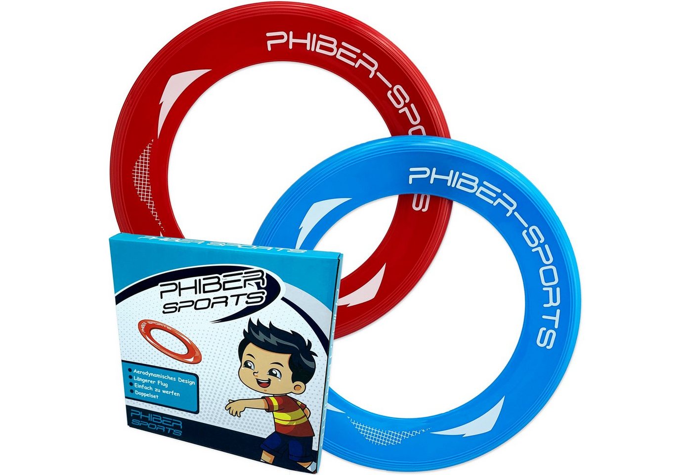 PHIBER-SPORTS Wurfscheibe PHIBER-SPORTS Wurfring 2er-Set - leichte Wurfringe - Einfach zu fangen (Set, 2-St., Doppelset: Blau & Rot), Auch für Strand & Wasser geeignet von PHIBER-SPORTS
