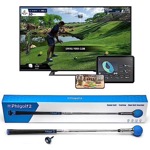 PHIGOLF Phigolf2 Golf Simulator with Swing Stick for Indoor & Outdoor Use, Golf Swing Trainer with Upgraded Motion Sensor&3D Swing Analysis, Compatible WGT/E6 Connect APP, Works with Smartdevices von PHIGOLF