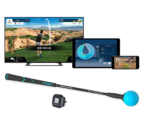 PHIGOLF Golfsimulator für Zuhause, Mobiles Golf Spiel Simulator mit Swing Stick & 3D Schwung Analyse WGT(World Golf Tour) Edition, Auf Smartphone, Tablet oder Smart-TV verwendbar von PHIGOLF