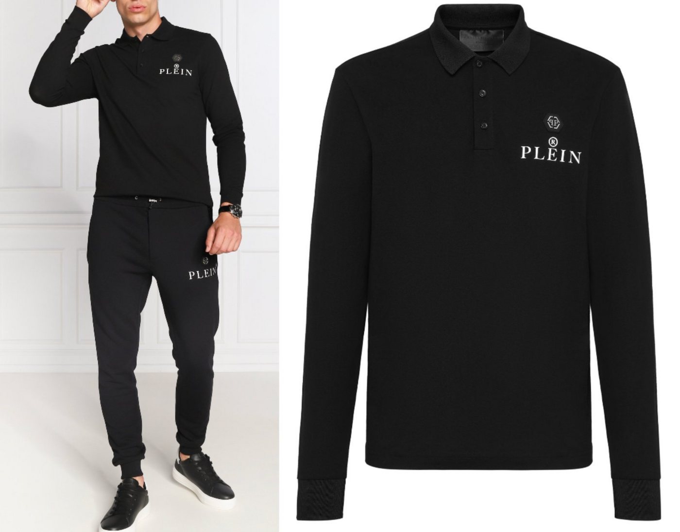 PHILIPP PLEIN Poloshirt PHILIPP PLEIN Skull Polo Shirt Polohemd Leather PP Hexagon Patch Hemd von PHILIPP PLEIN