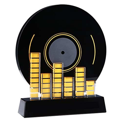 Pokale, Medaillen Auszeichnungen Schwarze Kristalltrophäe Trophäe Für Musikpreisverleihung DJ Disc Award Souvenir-Trophäe Wettbewerb Trophäe Mit Gravur Musikplatten-Trophäe Pokale von PHSP