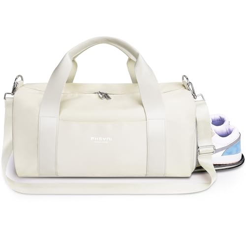 25L Medium Sporttasche Reisetasche für Damen und Herren,wasserdichte Handgepäcktasche,Trainingstasche für Reisen Schwimmenmit Schuhfach und Nassfach,Griff aus PU Leder (Beige,19 Mittelgroße Größe) 25L Medium Sporttasche Reisetasche für Damen und Herren,wasserdichte Handgepäcktasche,Trainingstasche für Reisen Schwimmenmit Schuhfach und Nassfach,Griff aus PU Leder (Beige,19 Mittelgroße Größe) von PHSYNI