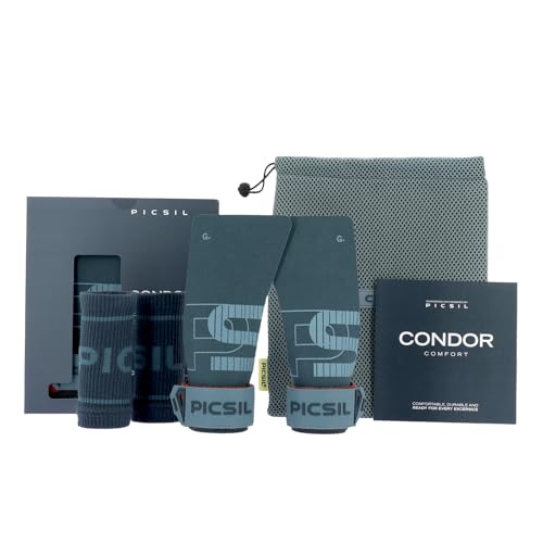 PICSIL Condor Handschuhe + Armbänder + Tasche, Magnesiumverstärkter Griff, Premium-Schutz für Cross-Training, Calisthenics und Fitness (G+, Midnight) von PICSIL