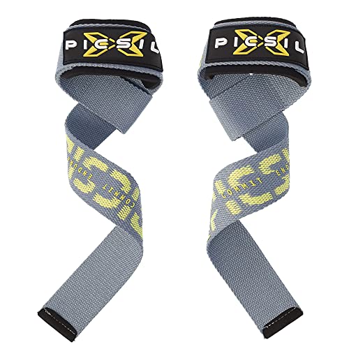 PICSIL Zughilfen für Krafttraining und Bodybuilding, Lifting Straps Gepolstert, Zughilfe im Paar für Eigengewicht, Fitness, Weightlifting, Frauen und Männer (Grau) von PICSIL