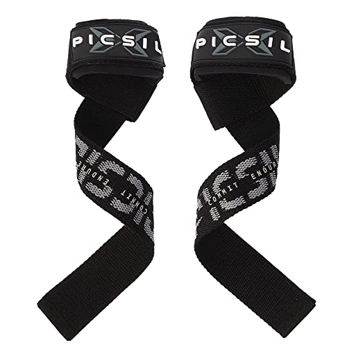 PICSIL Zughilfen für Krafttraining und Bodybuilding, Lifting Straps Gepolstert, Zughilfe im Paar für Eigengewicht, Fitness, Weightlifting, Frauen und Männer (Schwarz) von PICSIL