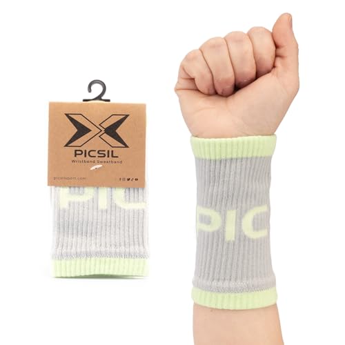 PicSil Sport-Schweißbänder aus Baumwolle, saugfähig, für Cross-Training, Padel, Tennis, Fitness, Unisex, Lindgrun von PICSIL