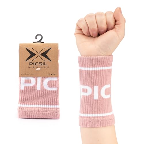 PicSil Sport-Schweißbänder aus Baumwolle, saugfähig, für Cross-Training, Padel, Tennis, Fitness, Unisex, Rosa von PICSIL