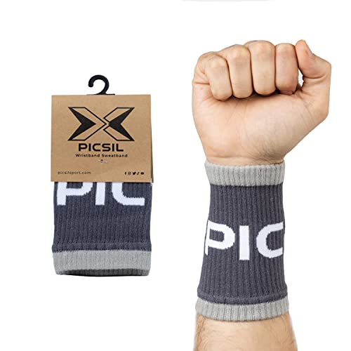Picsil Sport Schweißbänder, saugfähiges Baumwollarmband für Crosstraining, Paddel, Tennis, Fitness, Unisex (Grau) von PICSIL