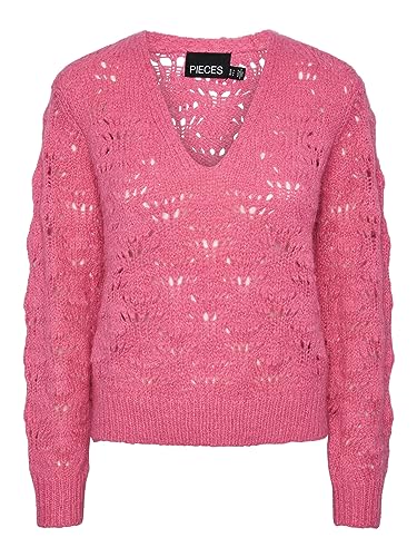 Pieces Damen Pcnancy Ls V-Neck Knit Pb Bc, Shocking Pink, XL von PIECES
