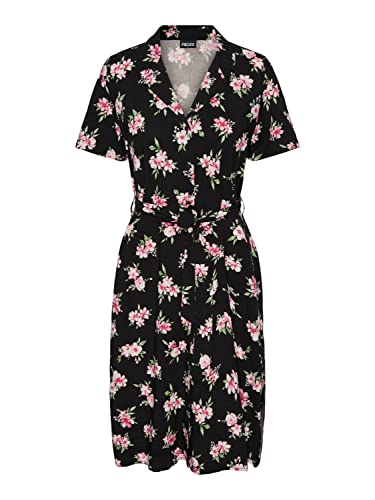 PIECES Damen Pcolivia Dress Noos Bc Kleid, Black/AOP:Flower, S EU von PIECES