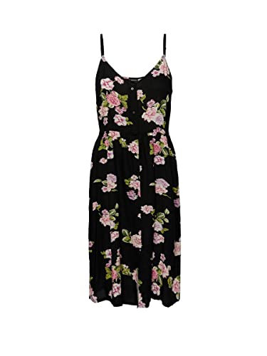 PIECES Damen Pctala Slip Dress Noos Bc Kleid, Black/AOP:Big Flower, M EU von PIECES