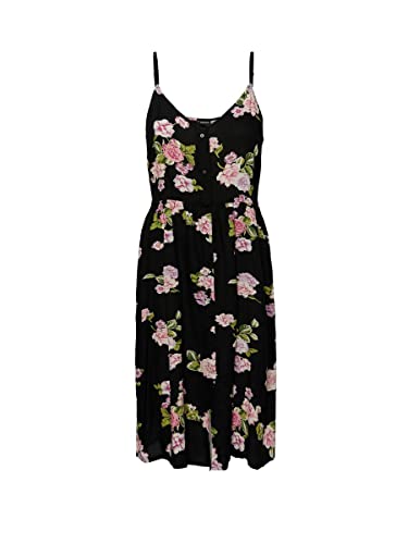 PIECES Damen Pctala Slip Dress Noos Bc Kleid, Black/AOP:Big Flower, XL EU von PIECES