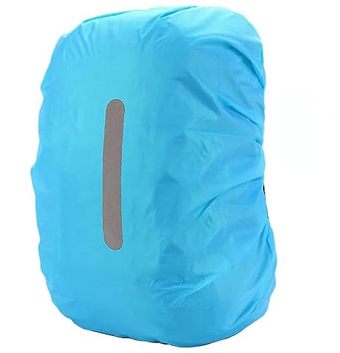 PINEPAN Regenschutz für Schulrucksäcke, wasserdicht, Reflektoren, elastisches Band, Blau, 20 l von PINEPAN