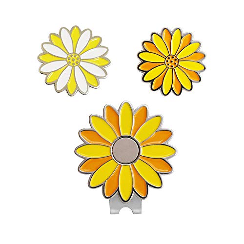 PINMEI Sonnenblumen-Golfball-Marker mit Golf-Hut-Clip (ein Hut-Clip mit zwei Markern) von PINMEI